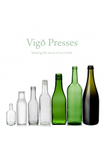 Glass bottles of varying sizes in a row