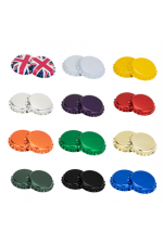 Crown caps for beer bottles in various colours
