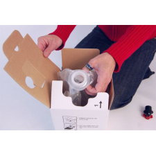 Demonstration of packing 5 litre bag into box