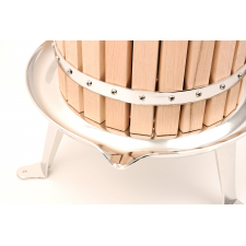 Juice collection tray of stainless steel fruit press.