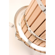 Top down view of stainless steel press.