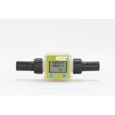 Digital Flow Meter with two black hosetails connected