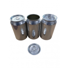 Three silver aluminium cans with lids (unsealed)