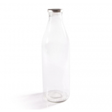 1 Litre Milk Bottle with Silver Cap
