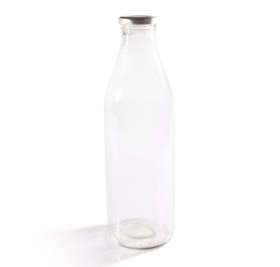 1 Litre Milk Bottle with Silver Cap