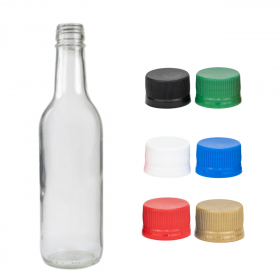 330ml Clear Glass Bottles with 6 MCA screw caps of various colours