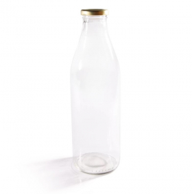 1 Litre Milk Bottle with Gold Cap