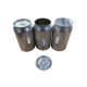 Three silver 330ml aluminium cans with lids (unsealed) Three silver 330ml aluminium cans with lids (unsealed)
